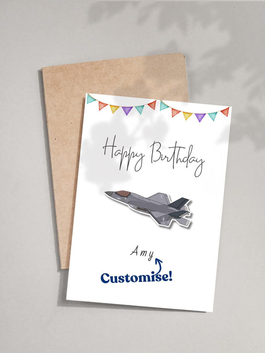 Personalised F35 Fighter Jet Birthday Card