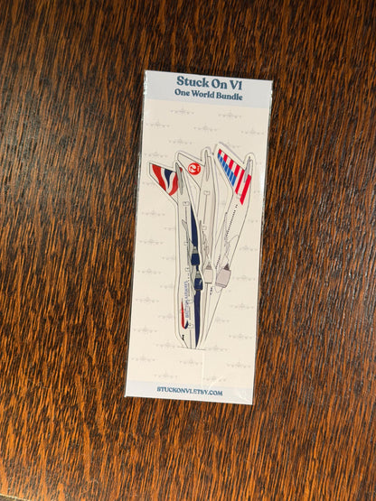 One World Airplane Sticker Bundle 3 Pack