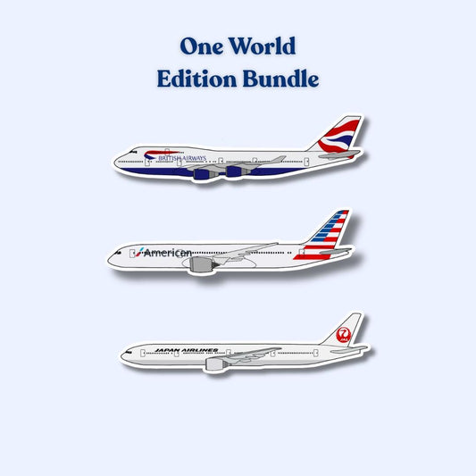 One World Airplane Sticker Bundle 3 Pack