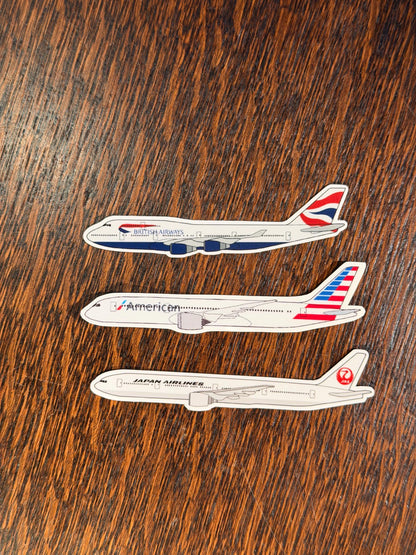 One World Airplane Sticker Bundle 3 Pack